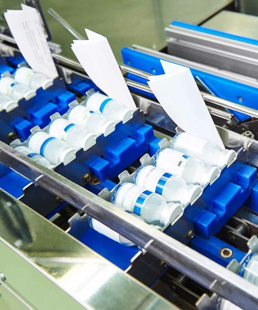 vials at manufacturing facility